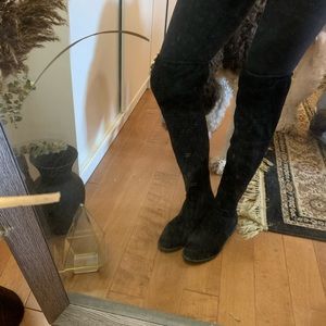 Boots over the knee micro suede black boots